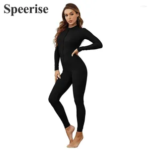 Stage Wear Speerise Femmes Col Roulé Unitard Pour Hommes Ballet Dancewear À Manches Longues Spandex Yoga Adulte Gymnastique Costumes De Danse