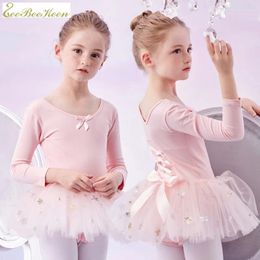 Jupe de fil Star Spring Sequins Spring Ballet Ballerine Kids Swan Lake Dance Dance Costume Pink / Blue Manches longues Robe Girl Tutu