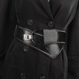 Escenario desgaste accesorios de escenario estilo gótico remache estilo oscuro para mujer pu cintura abrigo vestido traje cinturón para mujer cintura elástica