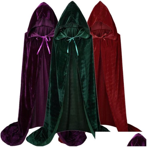 Stage Wear Stage Wear Halloween Cloaks Gothic Cape à capuche Adt Capes Robe Femmes Hommes Vampires Grim Reaper Drop Livraison Vêtements Dhrji
