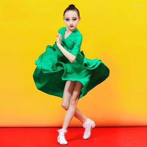 Stage Wear Standard Filles Danse Latine Performance Robe Enfants Salle De Bal Salsa Latino Compétition Danse Costume Vêtements DWY3410