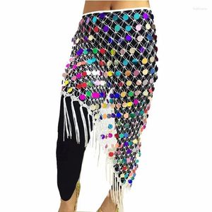 STAY Wear Style Belly Dance Hip Scarpe Enveloppe de ceinture jupe Long Tassel Triangle à main Crochet Sequin Coin Accessories Training Clothe