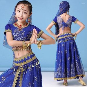 Escenario de ropa de estilo para niñas chicas de baile del vientre set oriental sari bollywood niños atuendo de performance