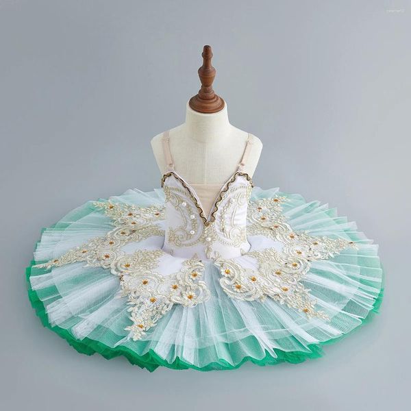 Stage Wear Style Professionnel Ballet Tutu Dentelle Appliques Costumes Pour Filles Adultes Danse Enfants Ballerine Robe Plissée