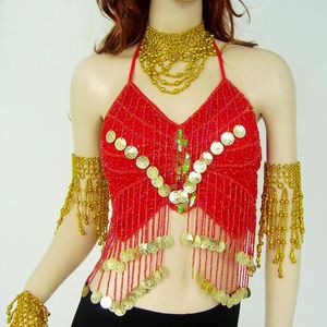 Etapa desgaste verano totalmente hecho a mano cosido danza del vientre tops sexy danza oriental sujetador accesorio top 9 colores