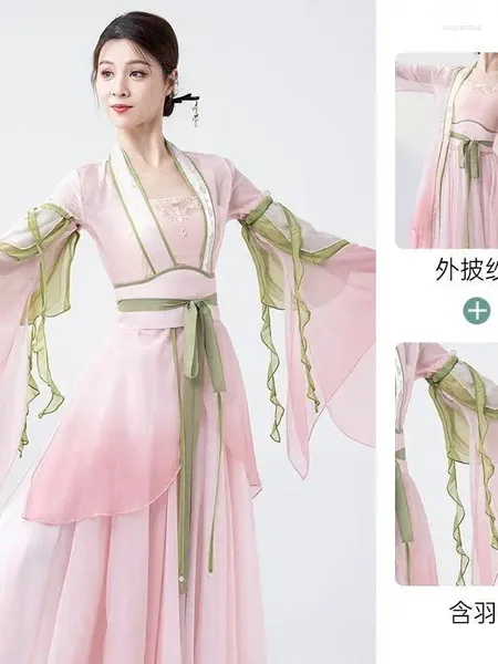Etapa desgaste Super inmortal traje de baile clásico de las mujeres que fluyen la ropa de hilo de encanto largo con el antiguo estilo chino Hanfu