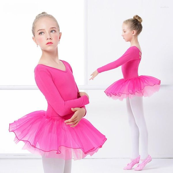 Justaucorps de Ballet Rose douce pour enfants robe de danse Tutu à col en v filles Yoga gymnastique artistique utiliser Bailarina