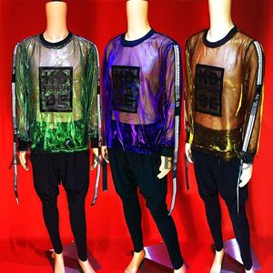 Stage Wear Symphony Sexy doorzichtige Top Leggings Men Pole Dance Clothing Party DJ Solo Performance Rave Gogo Costumes XS2849Stage