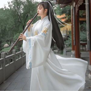 Stage Wear Tang Robe à col rond Chemise Printemps et Automne Brodé Hanfu Costume ancien pour hommes et femmes