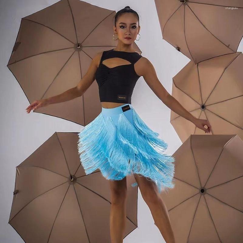 Sahne Giyim Püskül Tasarım Kadın Latin Dans Elbisesi Kadın Etek Balo Salonu Tango Chacha Belly Dans Performans