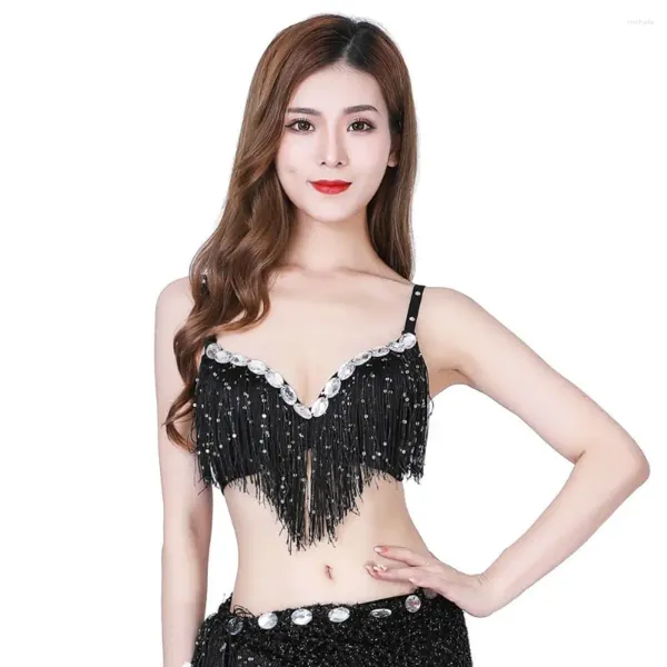 Stage Wear Gland Halter Top Danse Du Ventre Soutien-Gorge Mode Strass Paillettes Spectacle Costumes Performance Costume Discothèque