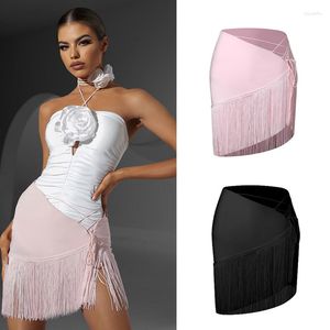 Stadium Slijtage Kwastje Latin Dans Rok Vrouwen Sexy Cha Rumba Samba Kostuum Designer Kleding Volwassen Fringe Zwart DNV17804