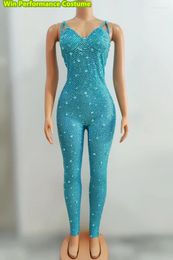 Stadiumkleding Ten Diamond Sling Trendy luxe volledig meerkleurige gehandschoende feestbar nachtclub jumpsuit prestatiekleding