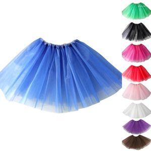 Stage Wear Drie Gelaagde Ballet Dans Tutu Rok Voor Volwassen Meisje Klassieke Effen Half Mesh Mini Geplooide Jurk Elastische Party Petticoat