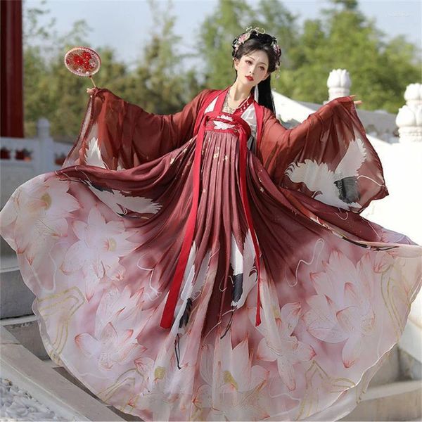Stage Wear Vêtements traditionnels chinois Hanfu Set Femmes Chic Broderie Fée Robe Cosplay Costumes Ancien Style Oriental Princesse Tenue