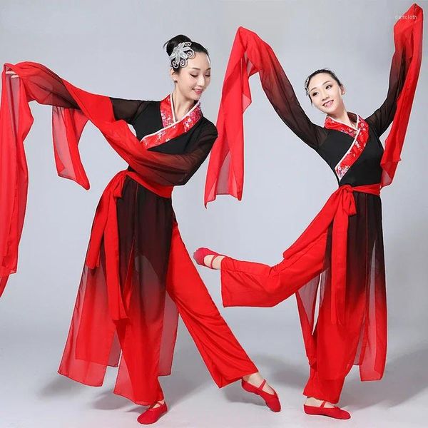 Stage Wear Costume de danse folklorique traditionnelle chinoise classique Yangko National Femmes Parapluie Fan Show Performance