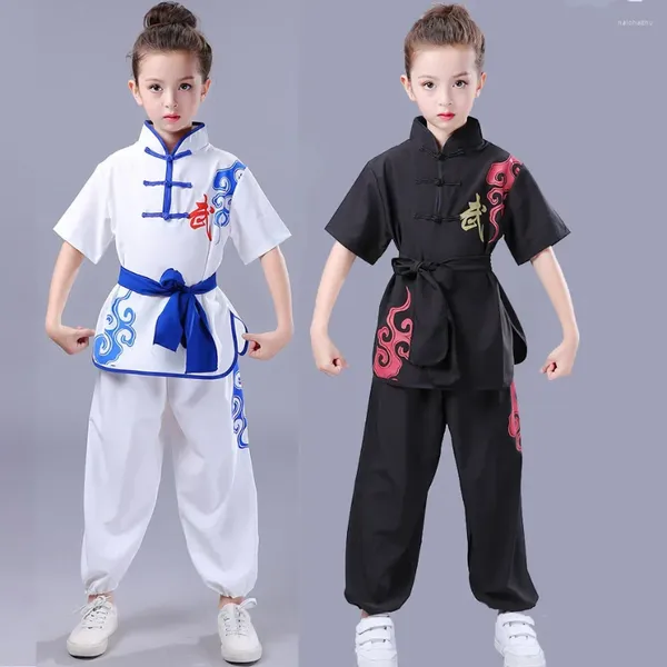 Stage Wear Costume traditionnel chinois Wushu pour garçons filles Kid Tai Chi KungFu Uniformes Costumes à manches longues courtes Costumes d'arts martiaux
