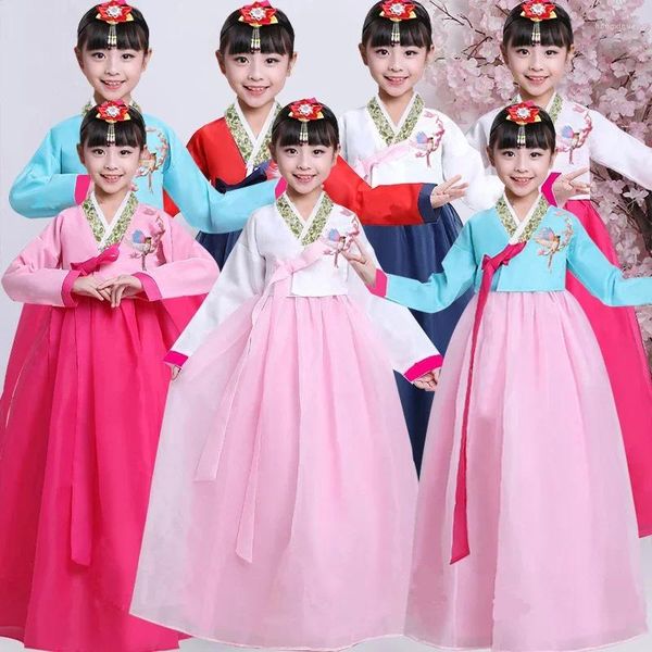 Stage Wear Costumes de danse coréenne traditionnelle filles Hanbok robe de mariée enfants enfants performance vêtements asiatiques fête festival tenue