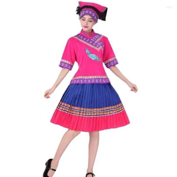 Etapa desgaste trajes tradicionales miao para mujeres danza folclórica china hmong vestido bordado vintage ropa asiática