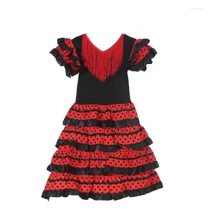 Stadiumkleding Traditionele Spaanse Flamencodansjurk voor meisjes Klassieke Flamengo Zigeunerstijl Rok Stierengevecht Festival Mexicaans Meisje Rood