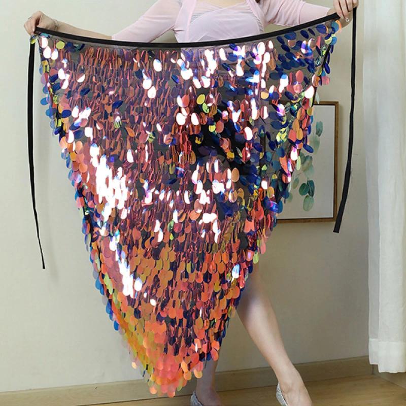 Stage Wear Triangle Sequins Bellydance Rok Belly Dance Long Tassel Hip Scarf Festival Outfits Women Accessoires Dancing