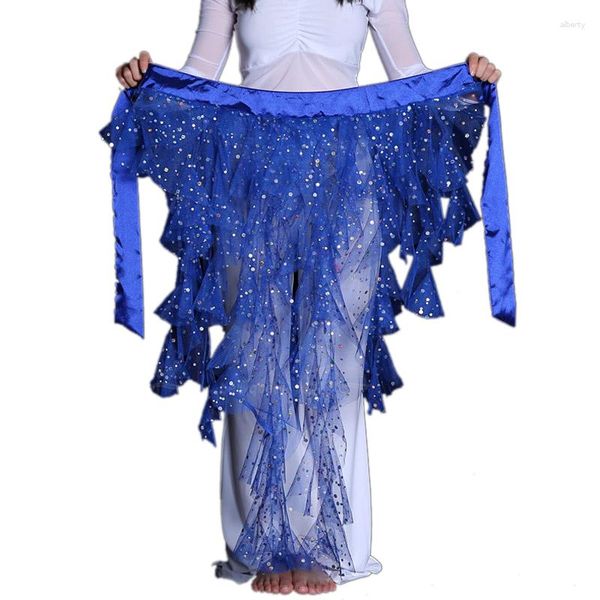 Stage Wear Tribal Real Rushed Femmes Belly Dance Top Costume Sexy Hip Écharpe Wrap Ceinture Jupe Vagues Gland 9 Couleurs