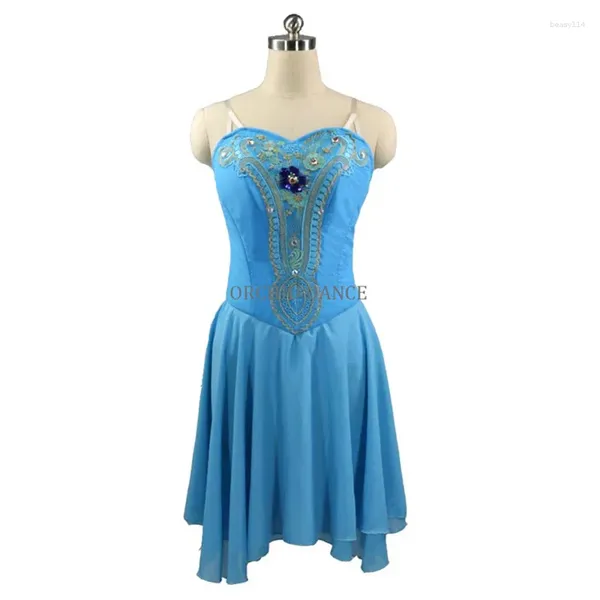 Stage Wear Design unique Professionnel de haute qualité Taille personnalisée Enfants Filles Adulte Femme Performance Bleu Haut de gamme Ballet Romantique Tutu