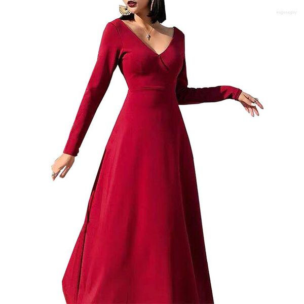 Vêtements de scène col en v robes de salle de bal femmes compétition robe Costume dos nu valse moderne Dancewear Tango danse tenue DL8795
