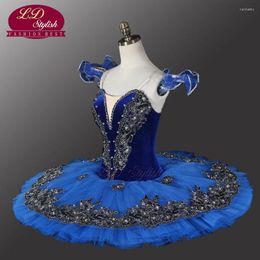 Stage Wear Velvet Blue Bird Ballet Tutu Cisne negro profesional para competición o actuación LD8983