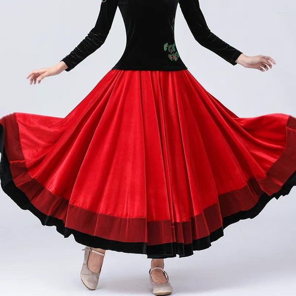 Jupe de flamenco en velours pour femmes, tenue de scène, longue, Costume de danse classique, robe de corrida espagnole, vêtements européens, 2023