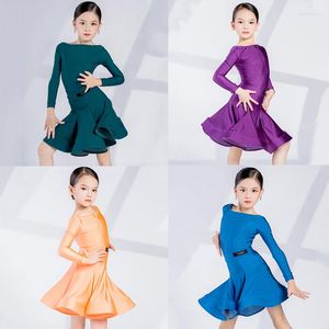 Stage Wear Valse Ballroom Dance Competition Robes Filles National Standard Latin Dress Prom Kid Practice XS6265