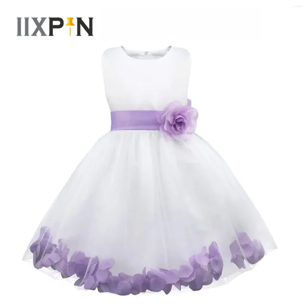 Stage Porter des robes d'anniversaire de mariage enfants infantile filles pétales de fleurs robe en tulle formelle baptême robe de reconstitution historique costume de carnaval de Noël