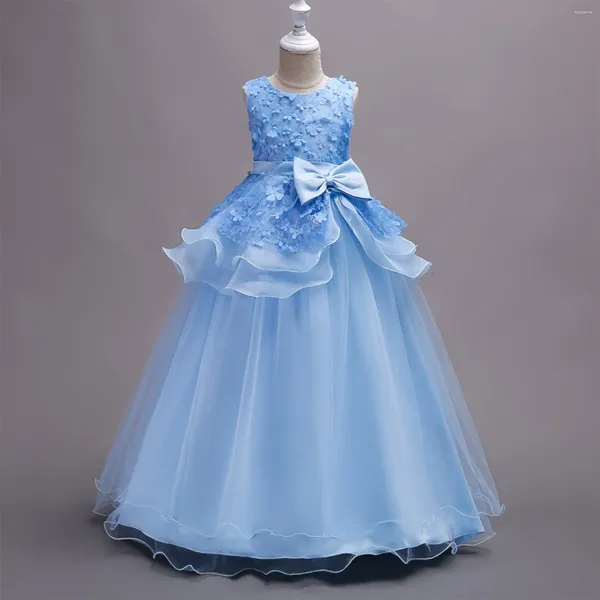 Etapa desgaste vestido de novia apliques de flores niños cuentas fiesta eventos niñas elegante princesa vestido para bordado formal