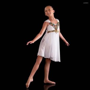 Vêtements de scène robe de Ballet blanche pour filles enfants longue mousseline de soie vêtements de Performance de danse moderne ballerine enfants Costume de fée
