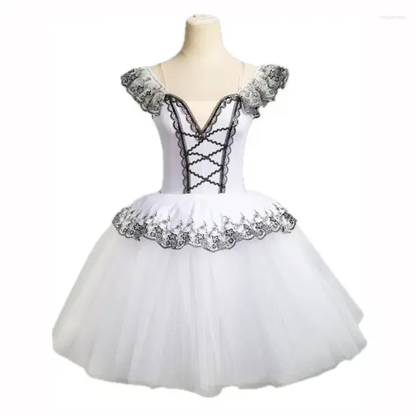 Stage Wear Blanc Ballet Longues Jupes Filles Danse Tutu Robes Performance Professionnelle Costumes De Danse Justaucorps Pour Femmes