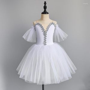 Etapa desgaste blanco ballet tutú falda disfraces para niñas niños baile profesional vestido largo niños bailarina