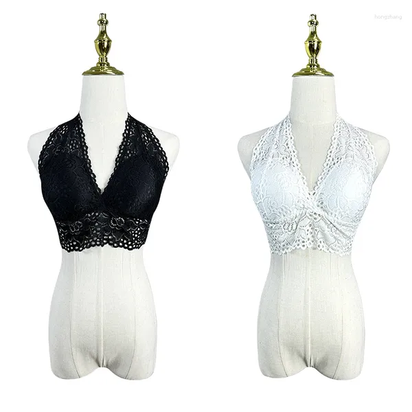 STAGE USIR BLANC / Black Lace Latin Dance Vest Women Halterneck Tops Adult Cha Rumba sous-vêtements Practice Training Bra DNV19130