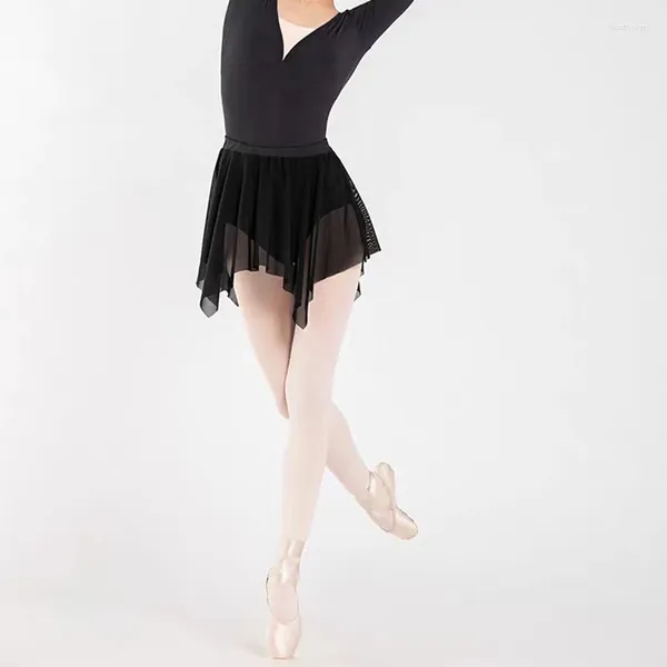 Vêtements de scène blanc noir monocouche maille irrégulière Ballet danse jupe d'entraînement Tutu ballerine adulte lac des cygnes danse Tutus court