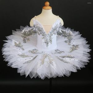 Costumes de Tutu de danse de Ballet classique blanc professionnel pour les filles adultes Performance Solo ballerine robe plissée enfants