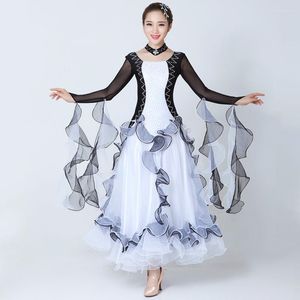 Stage Wear White Standard Ballroom Dress Woman Dance Competition Competition Vestidos de Waltz Foxtrot Modern Tango