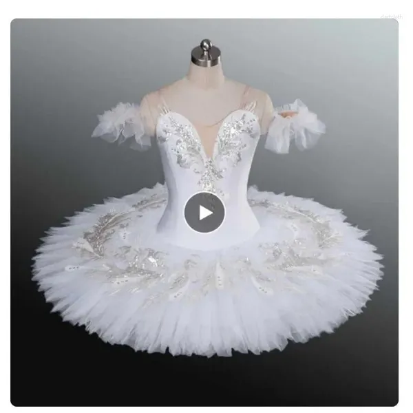 Stage Wear White Swan Lake Professional Ballet Enfants Adulte Femmes Costume de danse Tutu Jupe Fille