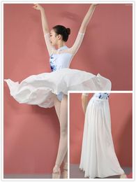 Etapa desgaste vestidos blancos vestidos de ballet para bailar perla gasa falda de bailarina de mujer vestido de baile tutú niña traje lírico