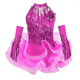 Stage Wear En Gros Sparkling Gland Sans Manches Tutu Robe De Danse Latine Performance