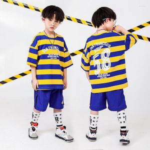 Desgaste de la etapa Venta al por mayor Verano Niñas Niños Jazz Trajes de baile de salón para niños Camiseta Tops Jogger Pant Hip Hop Dance Festival Mostrar ropa