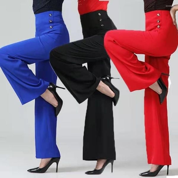 Ropa de escenario pantalones de pierna ancha para mujer 2023 de cintura alta grandes rectos sueltos cuadrados modernos trajes de baile latino Hip Hop Rave Festival Pantalones