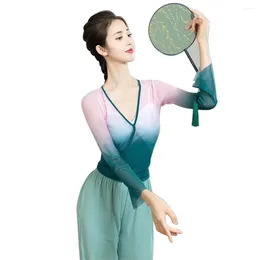 Escenario desgaste mujer chino tradicional danza ropa top pantalones cuadrado rendimiento hanfu vestidos de danza oriental festival traje