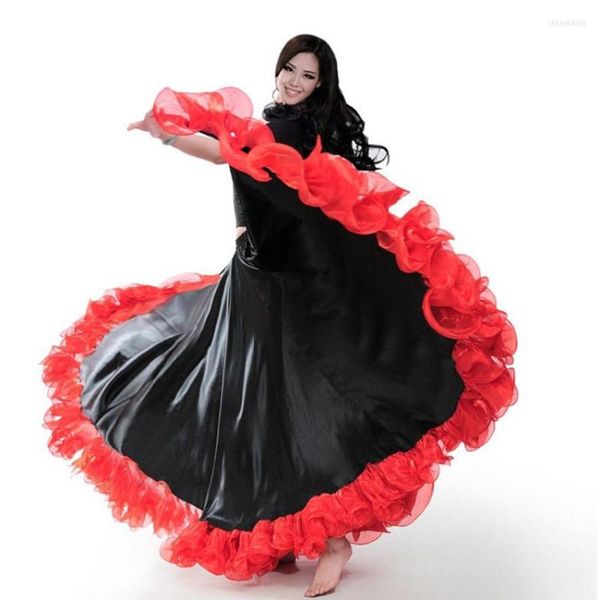 Escenario desgaste vestido de flamenco español para mujer espectáculo equipo de danza del vientre ropa de moda vestidos de encaje con volantes tallas grandes trajes de estilo gitano