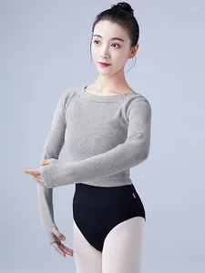 Stage Wear Femmes Automne Hiver Vêtements de danse Adulte Vêtements de danse chinoise Ballet Top en tricot Tenues de danse Costume à manches longues Pull d'entraînement