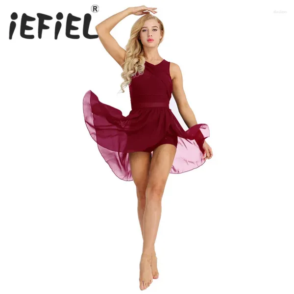 Stage Wear Femmes Ballet Danse Gymnastique Justaucorps Tutu Robe Adultes Femme Dancewear Ballerine Danseuse En Mousseline De Soie Perform Robes