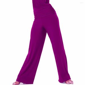 Vêtements de scène femmes pantalons de danse de salon 2 couleurs violet/noir tenue de Tango moderne Costume personnalisé vêtements d'exercice 5061